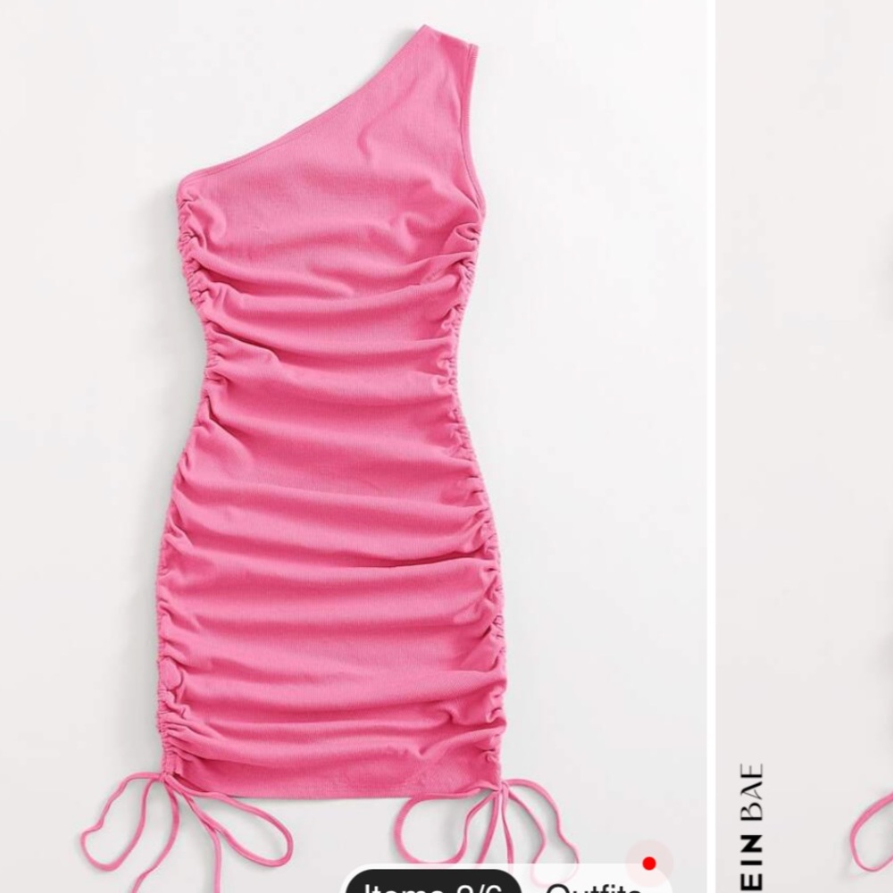 Pink Ruched One Shoulder Mini Dress - Picture 2 of 2